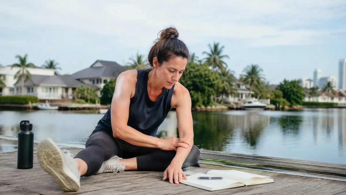 Desk worker planning mobility exercises near Hope Island